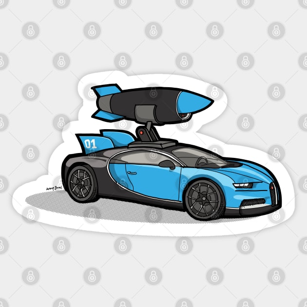 Missile Bugatti Sticker by doodles by smitharc